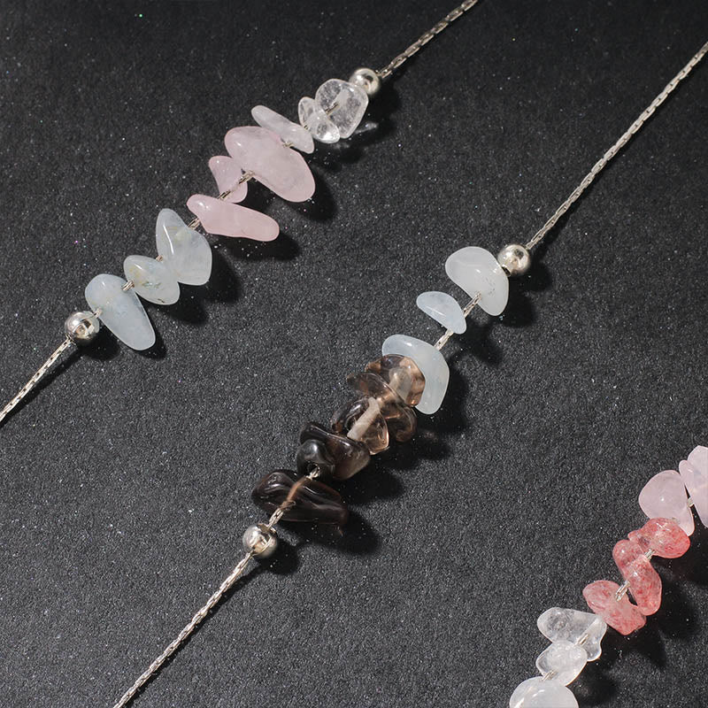 Collana con ciondolo Buddha Stones, ossidiana nera, quarzo fumé, granato, acquamarina, quarzo fragola, cristallo rosa, forza - image 28