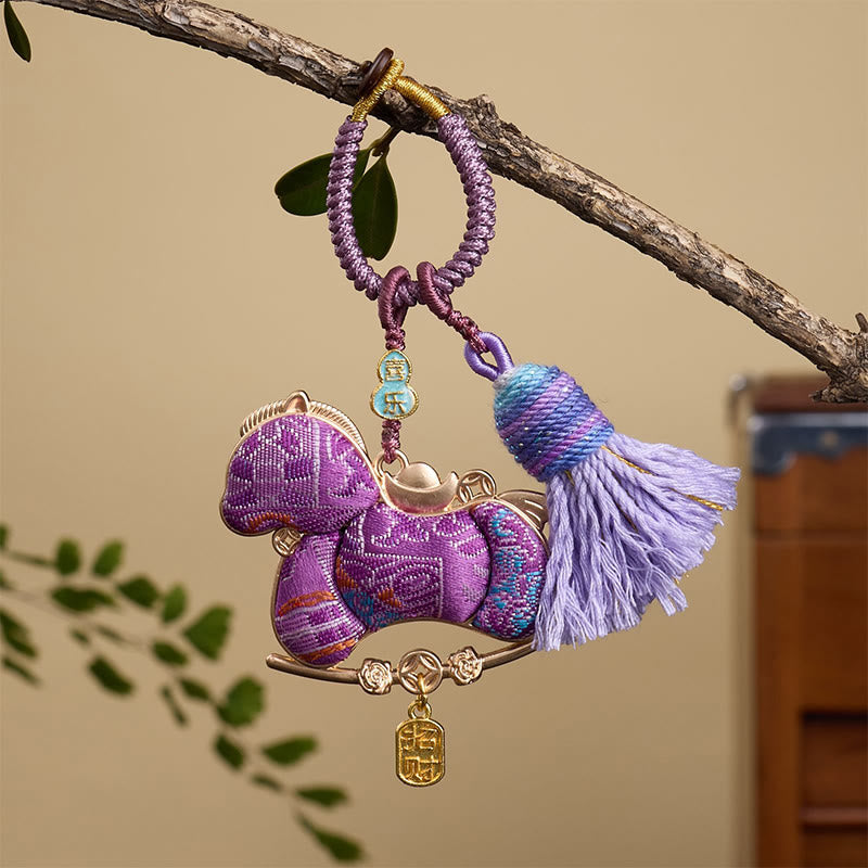 Portachiavi con design a lingotto di zucca multicolore dell'anno del cavallo , Buddha Stones, libertà e prosperità - Cavallo viola 12*3mm - image 8