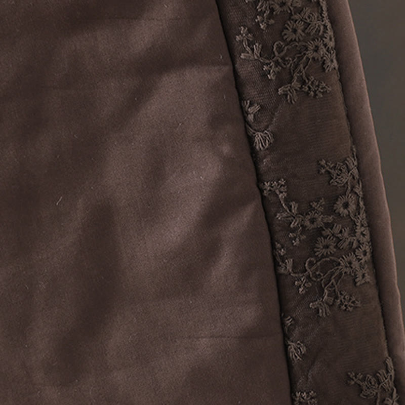 Pantaloni da donna spessi in cotone e poliestere con ricamo, motivo floreale con Buddha Stones tasche - image 4