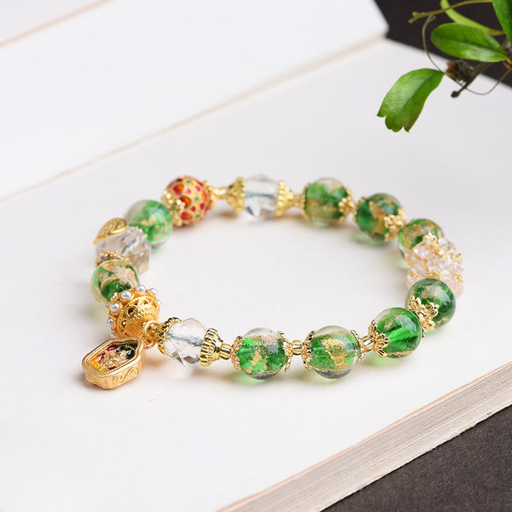 Bracciale Buddha Stones Liuli Glass 925 Sterling Silver Copper Keep Away Evil Spirits - image 1