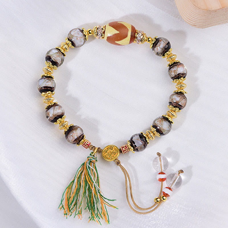 Braccialetto delle benedizioni con perline di vetro Dzi Buddha Stones Liuli - image 11