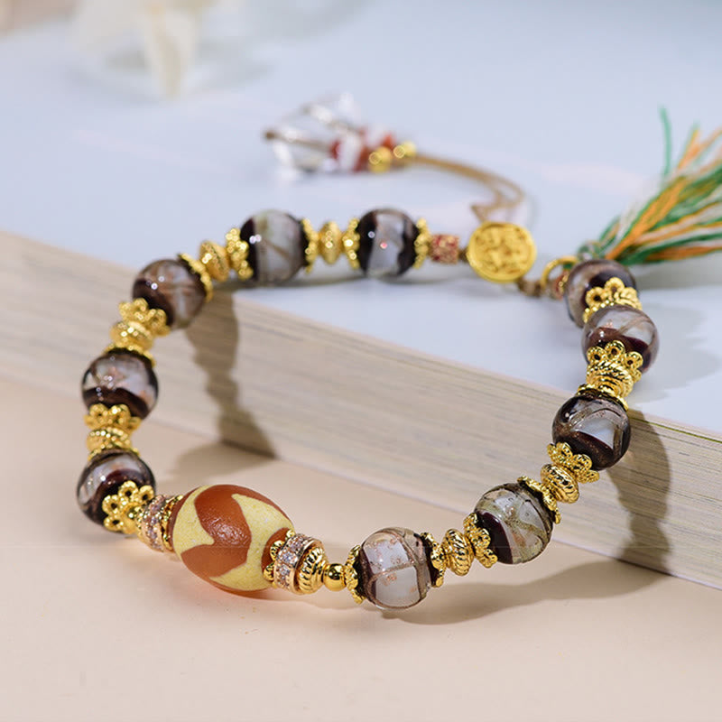 Braccialetto delle benedizioni con perline di vetro Dzi Buddha Stones Liuli - image 8