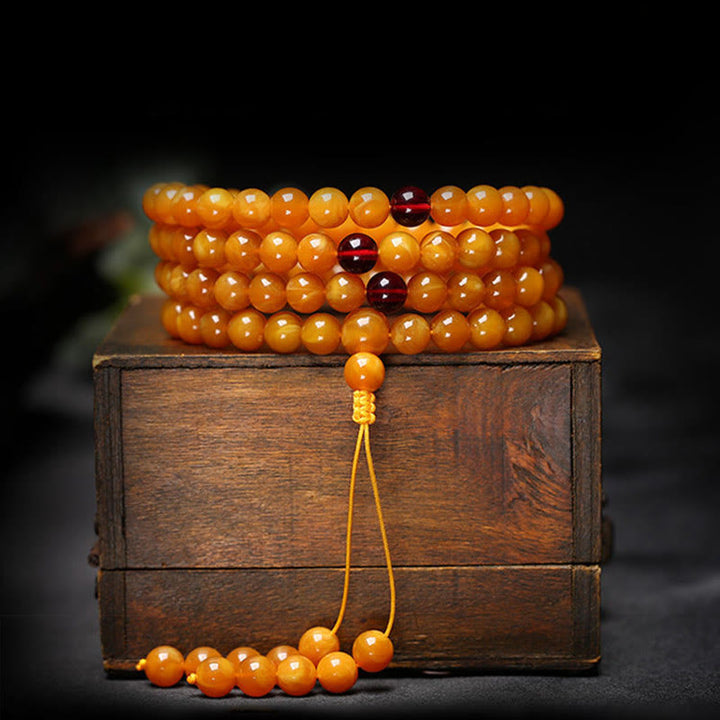 Mala con perline rotonde in ambra tibetana Buddha Stones - image 6