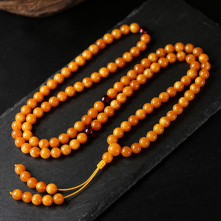 Mala con perline rotonde in ambra tibetana Buddha Stones - image 4