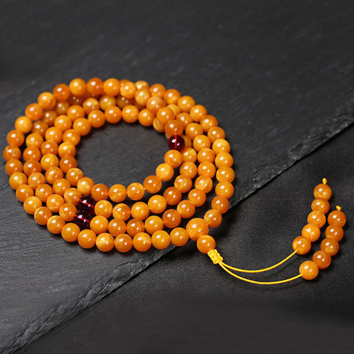 Mala con perline rotonde in ambra tibetana Buddha Stones - 8 millimetri - image 3
