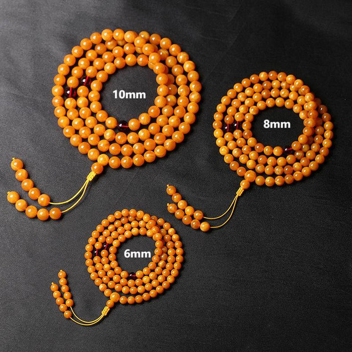 Mala con perline rotonde in ambra tibetana Buddha Stones - image 5