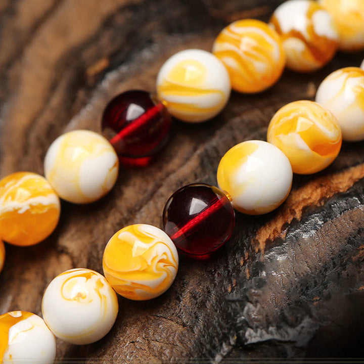 Mala tibetano in ambra bianca e gialla con 108 perle Buddha Stones - image 5