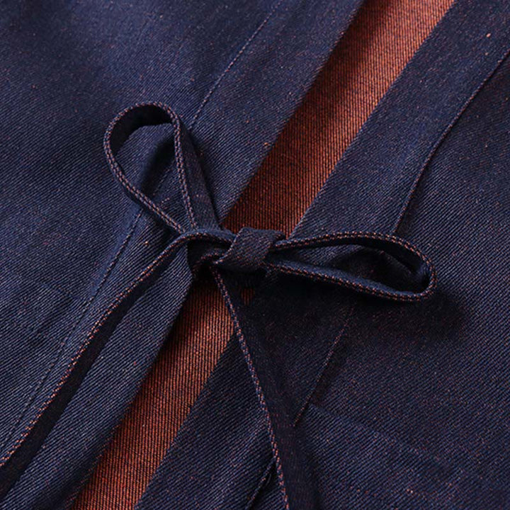 Giacca da uomo in denim e cotone con maniche a tre quarti, aperta sul davanti, con lacci Buddha Stones - image 4