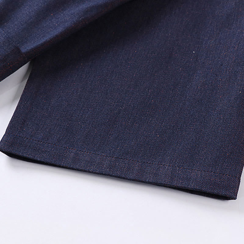 Giacca da uomo in denim e cotone con maniche a tre quarti, aperta sul davanti, con lacci Buddha Stones - image 9