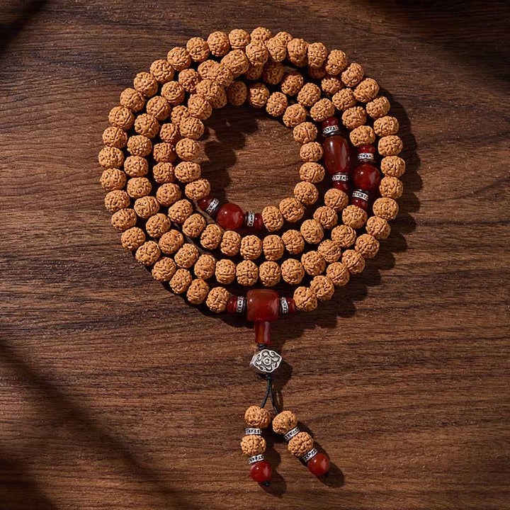 Buddha Stones Tibetano 108 Perle Bodhi Seed Tre Occhi Dzi Perla di Auspicio Mala - Buona fortuna e armonia - 10 millimetri - image 3
