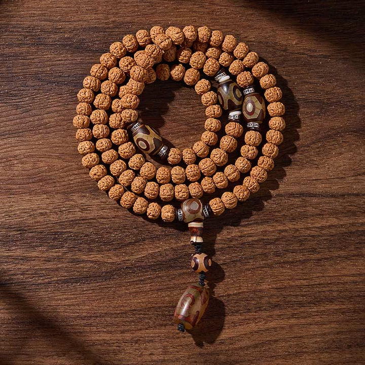 Buddha Stones Tibetano 108 Perle Bodhi Seed Tre Occhi Dzi Perla di Auspicio Mala - Gioventù gloriosa - 10 millimetri - image 13