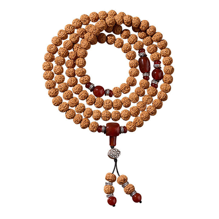 Buddha Stones Tibetano 108 Perle Bodhi Seed Tre Occhi Dzi Perla di Auspicio Mala - image 11