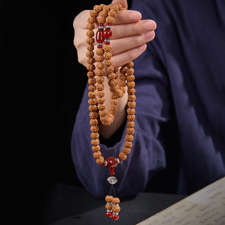 Buddha Stones Tibetano 108 Perle Bodhi Seed Tre Occhi Dzi Perla di Auspicio Mala - image 5