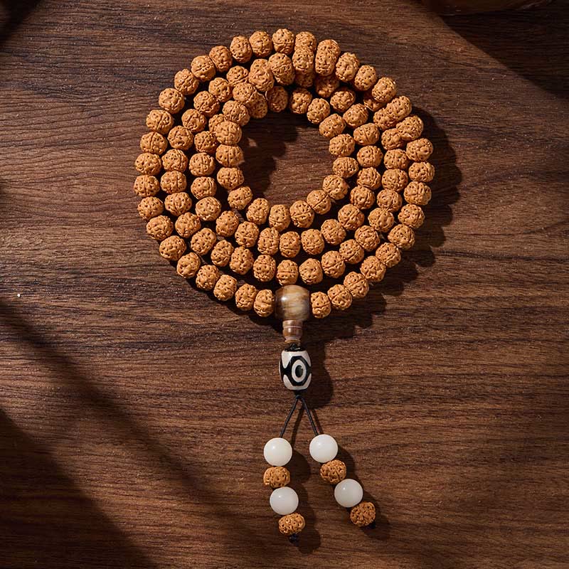 Buddha Stones Tibetano 108 Perle Bodhi Seed Tre Occhi Dzi Perla di Auspicio Mala - Chiarezza e serenità - 10 millimetri - image 14