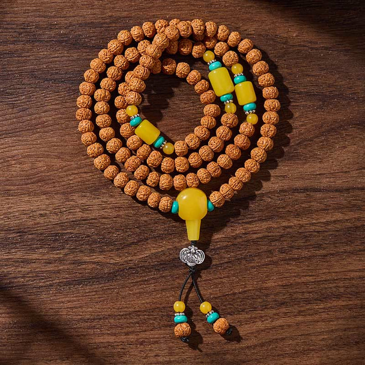Buddha Stones Tibetano 108 Perle Bodhi Seed Tre Occhi Dzi Perla di Auspicio Mala - Rapida ascesa e successo - 10 millimetri - image 12