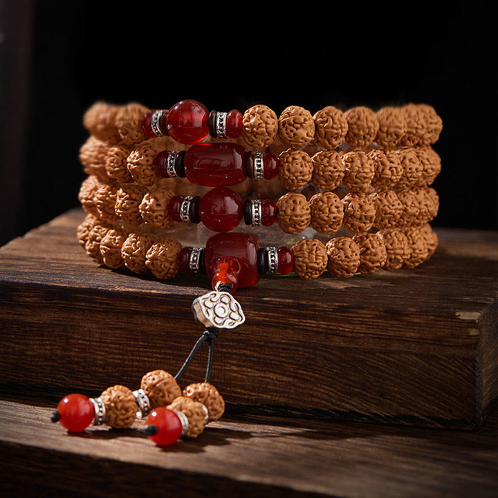 Buddha Stones Tibetano 108 Perle Bodhi Seed Tre Occhi Dzi Perla di Auspicio Mala - image 9