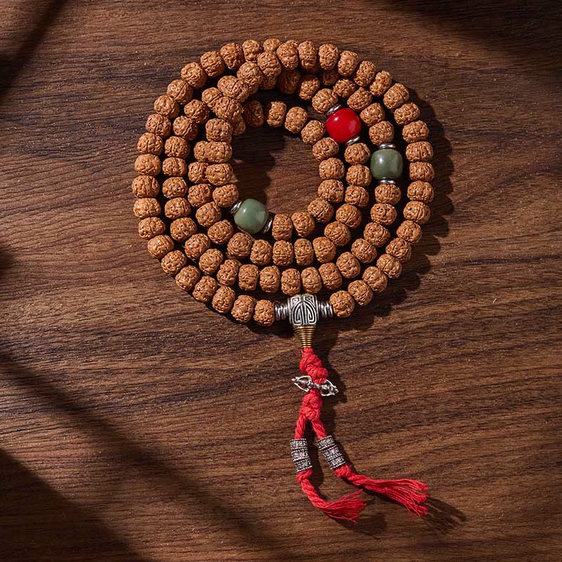 Buddha Stones Tibetano 108 Perle Bodhi Seed Tre Occhi Dzi Perla di Auspicio Mala - Tutto va come desiderato - 10 millimetri - image 0