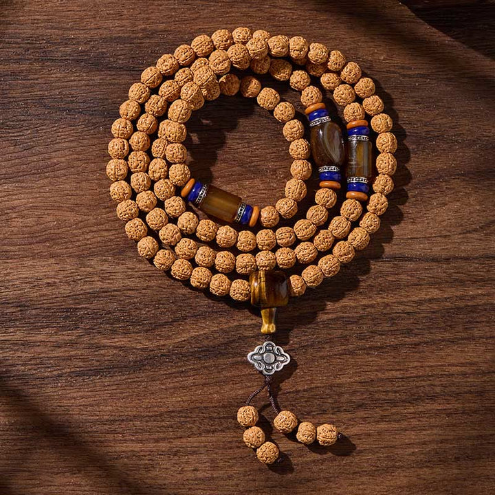 Buddha Stones Tibetano 108 Perle Bodhi Seed Tre Occhi Dzi Perla di Auspicio Mala - Sempreverde nonostante le difficoltà - 10 millimetri - image 16