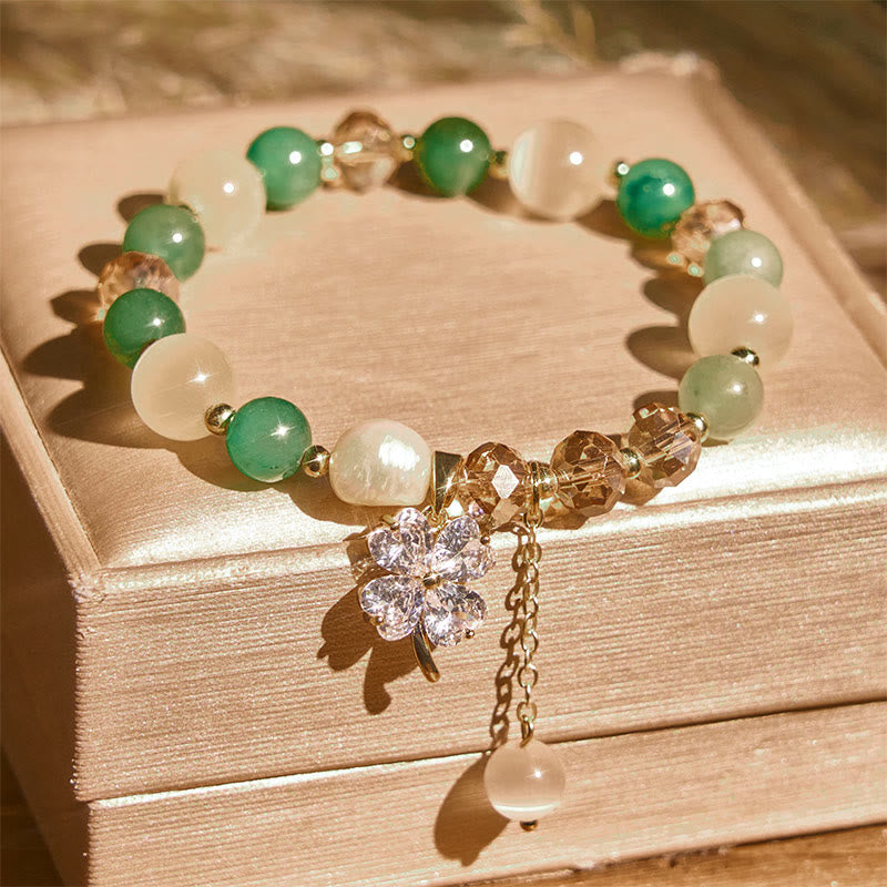 Bracciale con bilanciere in quarzo rutilato, ametista, citrino, quadrifoglio e quarzo fragola verde Buddha Stones - image 14