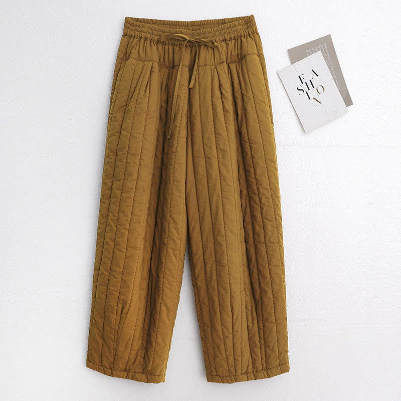 Pantaloni harem da donna in cotone con tasche e design a tinta unita invernale Buddha Stones - Verga d'oro - US8-10, UK/AU12-14, EU40-42 (2XL) - image 28