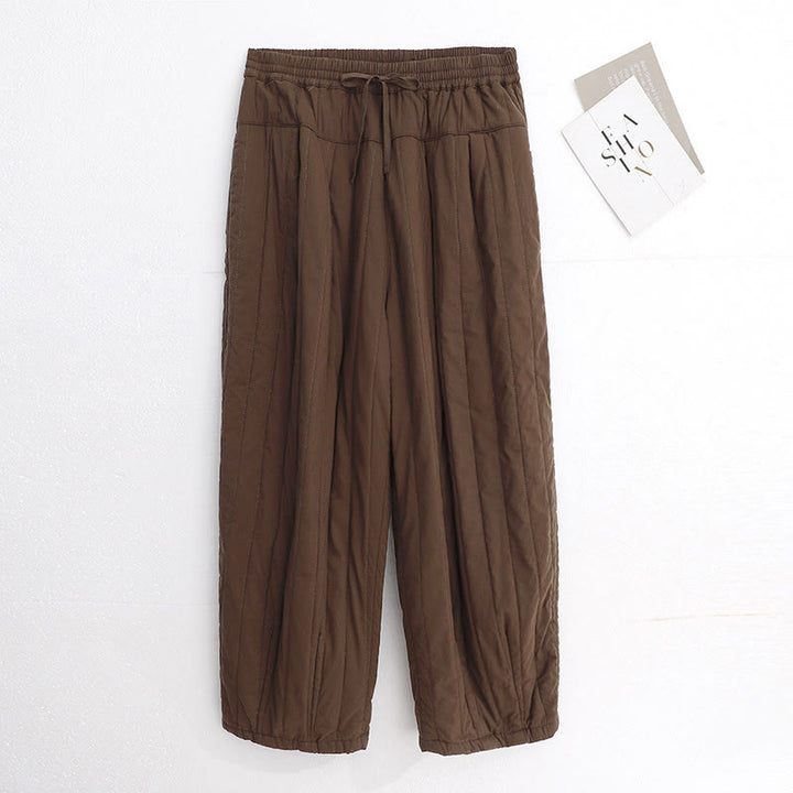 Pantaloni harem da donna in cotone con tasche e design a tinta unita invernale Buddha Stones - Marrone sella - US8-10, UK/AU12-14, EU40-42 (2XL) - image 14
