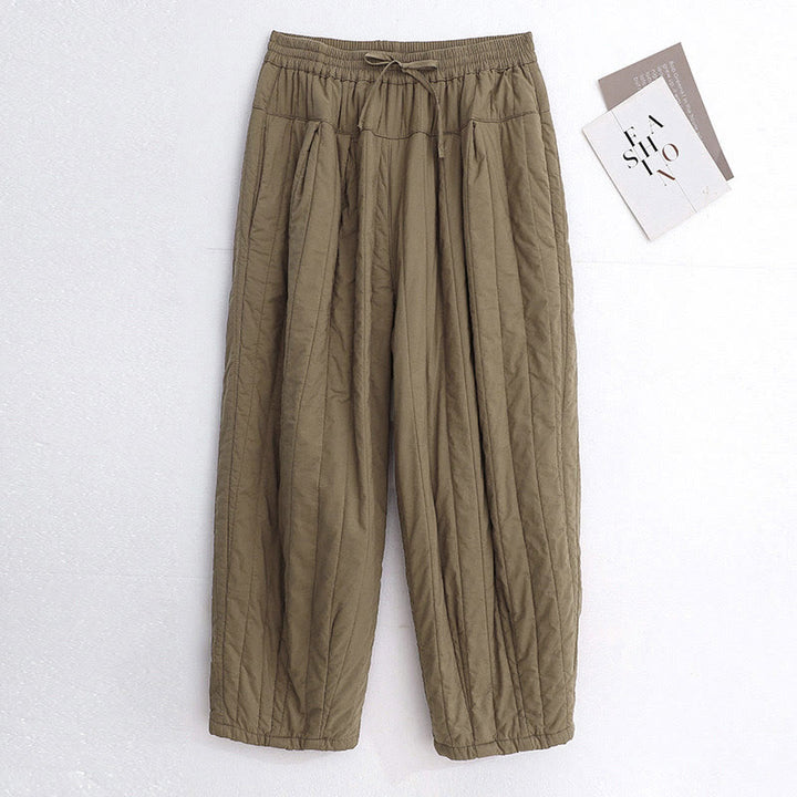 Pantaloni harem da donna in cotone con tasche e design a tinta unita invernale Buddha Stones - Tan - US8-10, UK/AU12-14, EU40-42 (2XL) - image 0