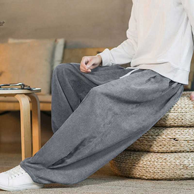 Pantaloni harem da uomo in velluto a coste con fodera in pile, stile retrò, con tasche, modello Buddha Stones - image 21