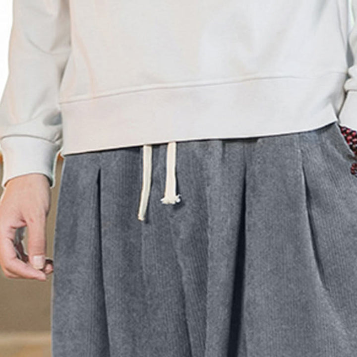 Pantaloni harem da uomo in velluto a coste con fodera in pile, stile retrò, con tasche, modello Buddha Stones - image 22