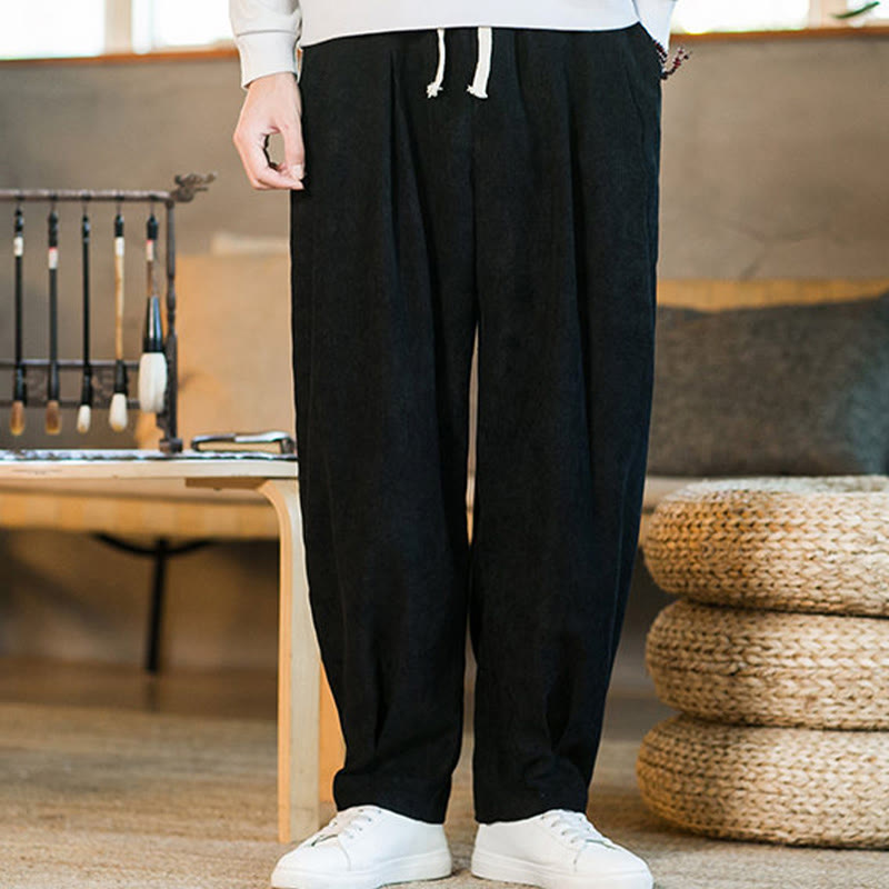 Pantaloni harem da uomo in velluto a coste con fodera in pile, stile retrò, con tasche, modello Buddha Stones - image 40