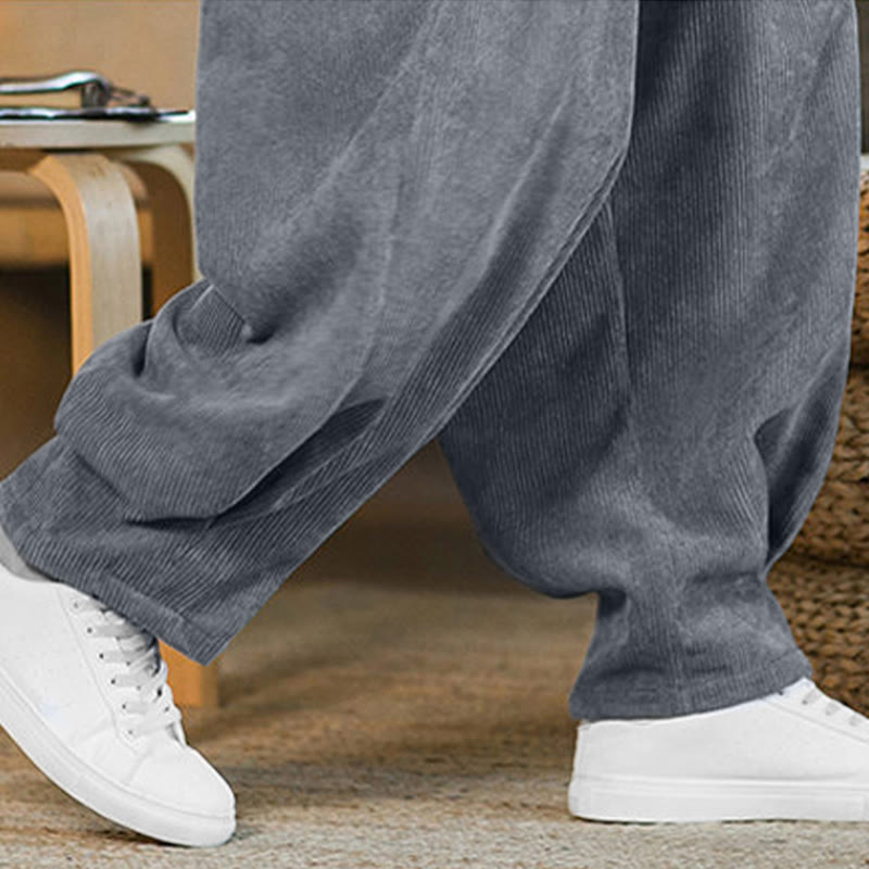 Pantaloni harem da uomo in velluto a coste con fodera in pile, stile retrò, con tasche, modello Buddha Stones - image 25