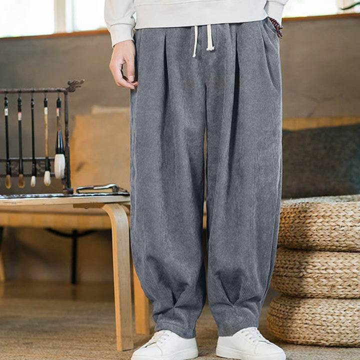 Pantaloni harem da uomo in velluto a coste con fodera in pile, stile retrò, con tasche, modello Buddha Stones - image 19