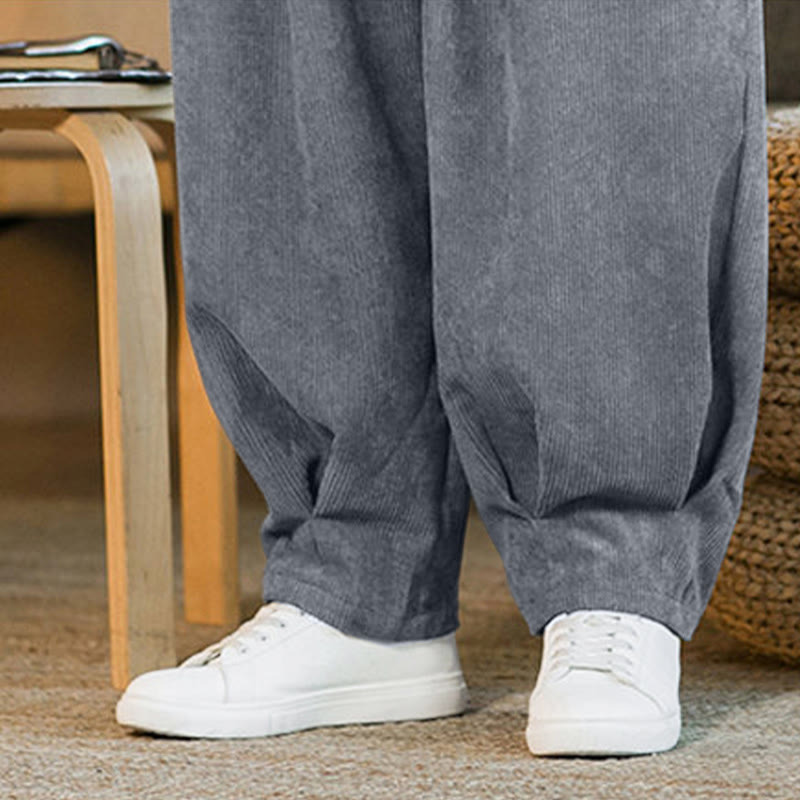 Pantaloni harem da uomo in velluto a coste con fodera in pile, stile retrò, con tasche, modello Buddha Stones - image 24