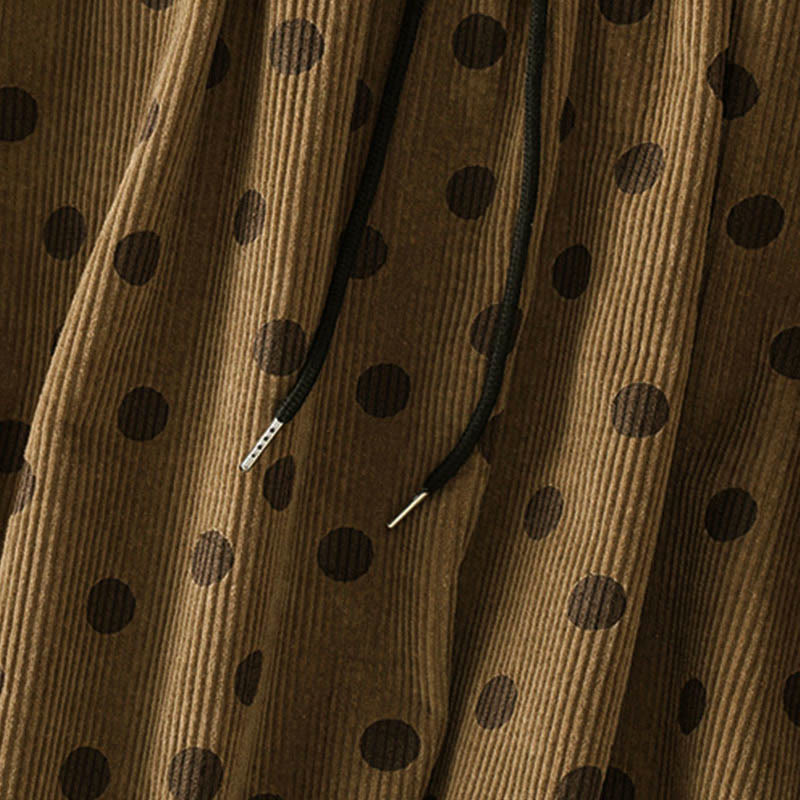 Gonna in velluto a coste con tasche da donna con motivo a pois invernali Buddha Stones - image 6