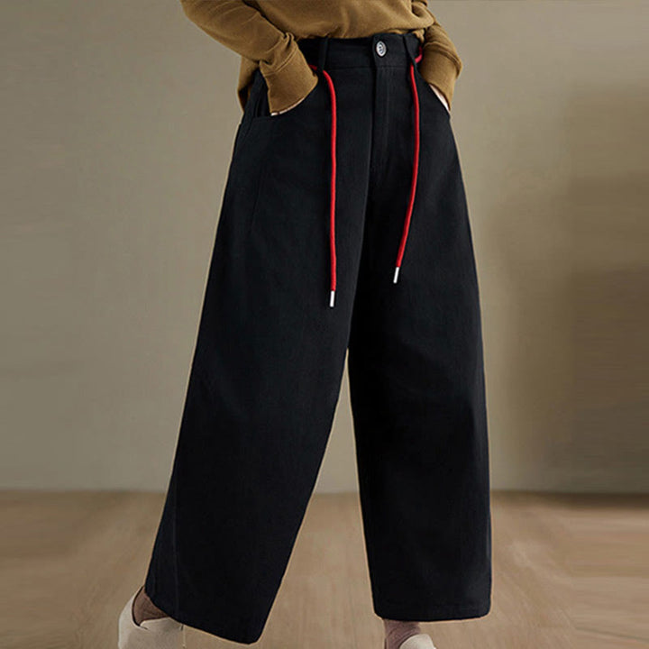 Pantaloni casual da donna Buddha Stones in cotone semplice, lunghezza 7-8, con tasche - Nero - US8-10, UK/AU12-14, EU40-42 (2XL) - image 11