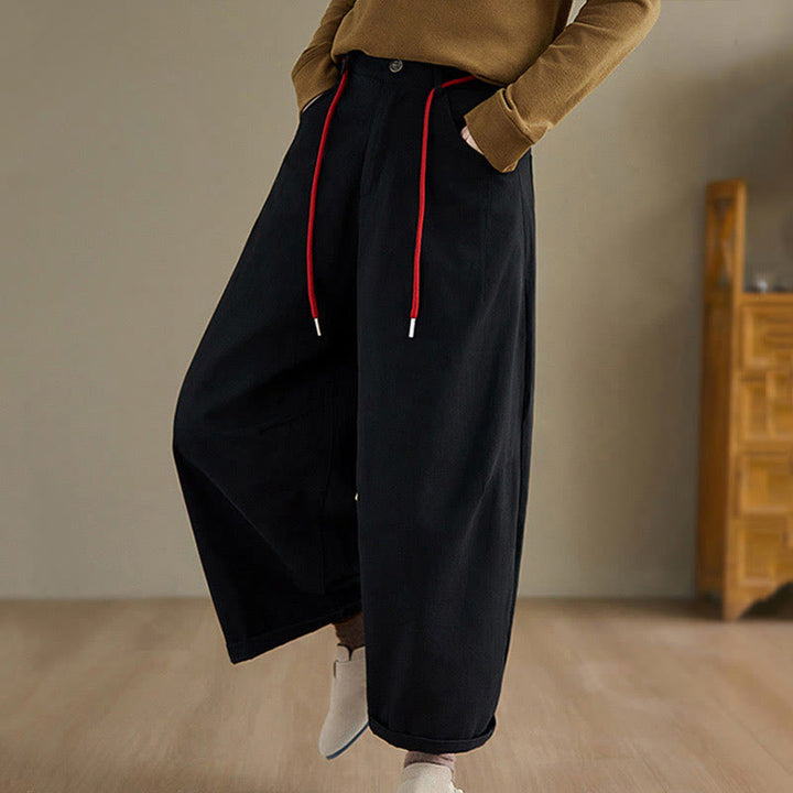 Pantaloni casual da donna Buddha Stones in cotone semplice, lunghezza 7-8, con tasche - image 13