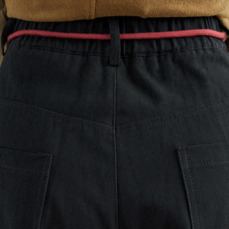 Pantaloni casual da donna Buddha Stones in cotone semplice, lunghezza 7-8, con tasche - image 16
