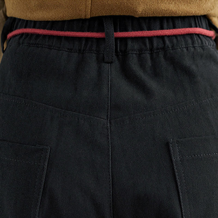 Pantaloni casual da donna Buddha Stones in cotone semplice, lunghezza 7-8, con tasche - image 16