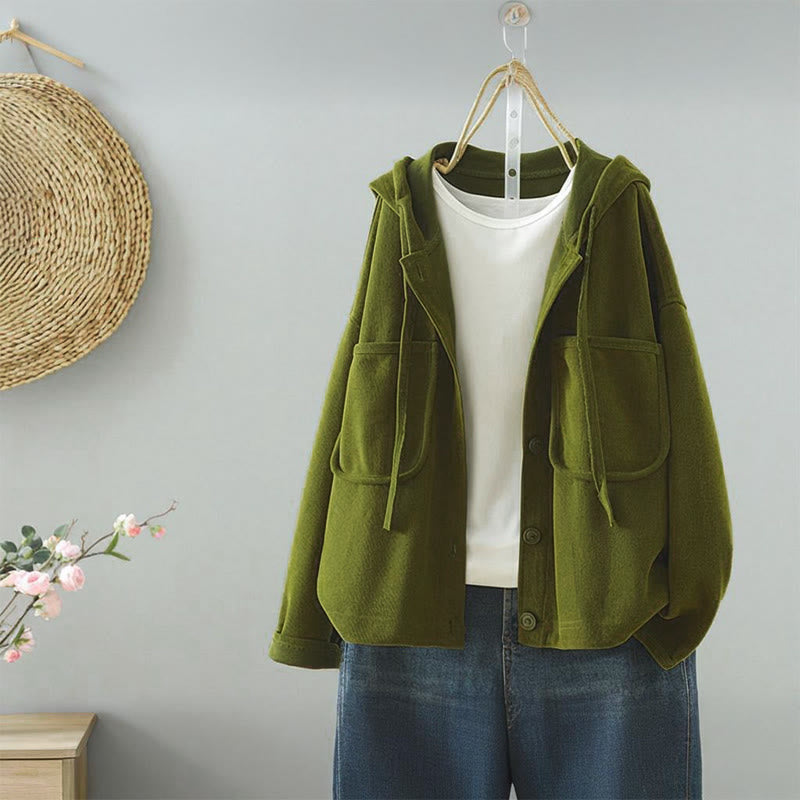 Cardigan da donna a maniche lunghe con bottoni decorativi in ​​tinta unita Buddha Stones - Verde oliva - US8-10, UK/AU12-14, EU40-42 (2XL) - image 3