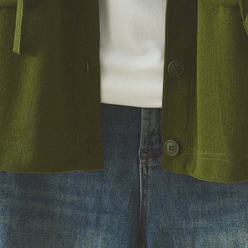 Cardigan da donna a maniche lunghe con bottoni decorativi in ​​tinta unita Buddha Stones - image 14