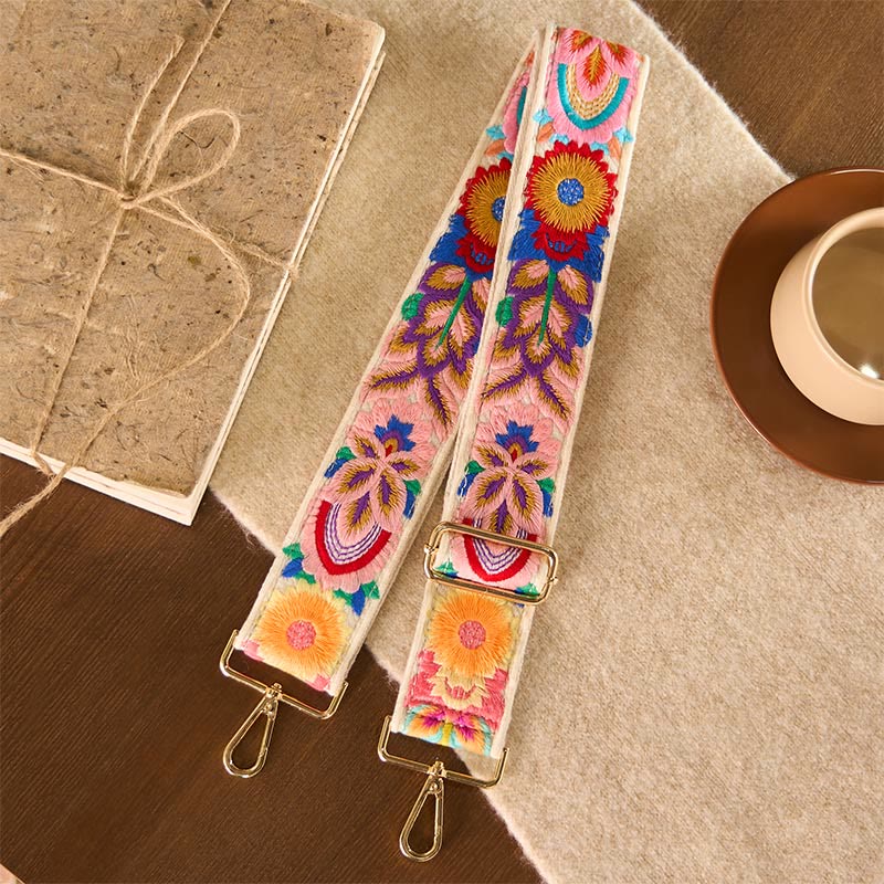 Borse a tracolla regolabili con ricami floreali multicolori Buddha Stones - Beige - 75-135*5 cm - image 10