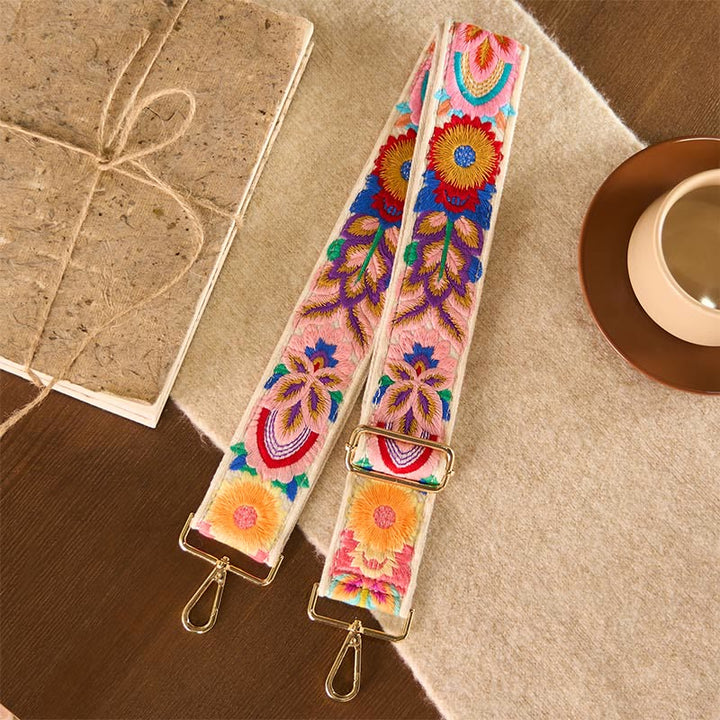 Borse a tracolla regolabili con ricami floreali multicolori Buddha Stones - Beige - 75-135*5 cm - image 10