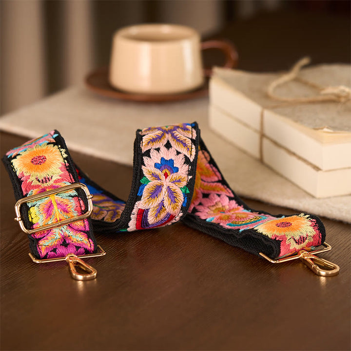 Borse a tracolla regolabili con ricami floreali multicolori Buddha Stones - image 5