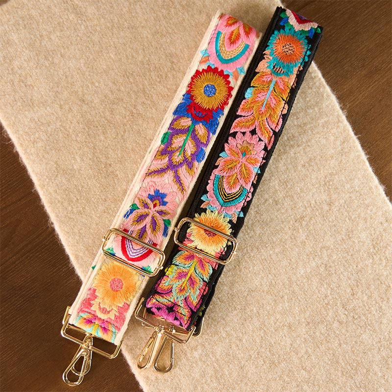 Borse a tracolla regolabili con ricami floreali multicolori Buddha Stones - image 1