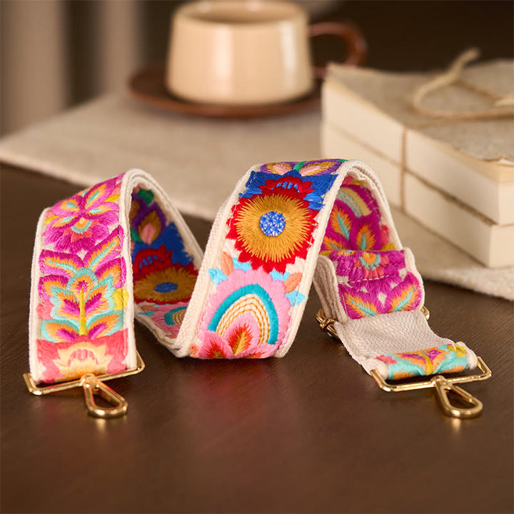 Borse a tracolla regolabili con ricami floreali multicolori Buddha Stones - image 14