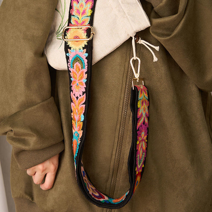 Borse a tracolla regolabili con ricami floreali multicolori Buddha Stones - image 9