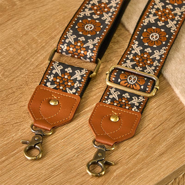 Borse a tracolla regolabili in jacquard con fiori marroni Buddha Stones - image 4