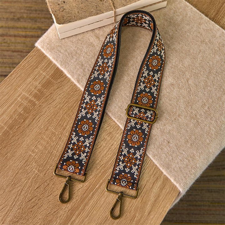 Cinghie di ricambio per borse a tracolla regolabili con tracolla geometrica, motivo floreale marrone Boho Buddha Stones - image 1
