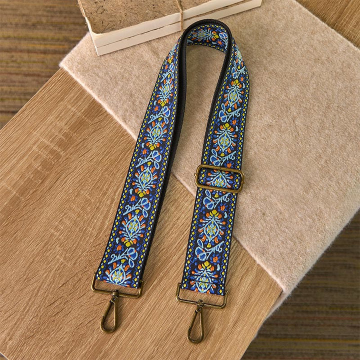 Cinghie di ricambio per borse a tracolla regolabili con motivo geometrico blu navy e fiori Buddha Stones - image 1
