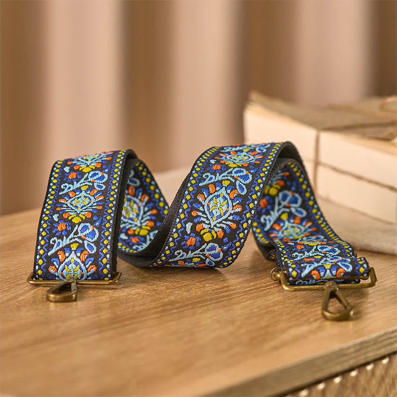 Cinghie di ricambio per borse a tracolla regolabili con motivo geometrico blu navy e fiori Buddha Stones - image 3
