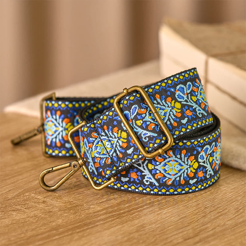 Cinghie di ricambio per borse a tracolla regolabili con motivo geometrico blu navy e fiori Buddha Stones - image 2